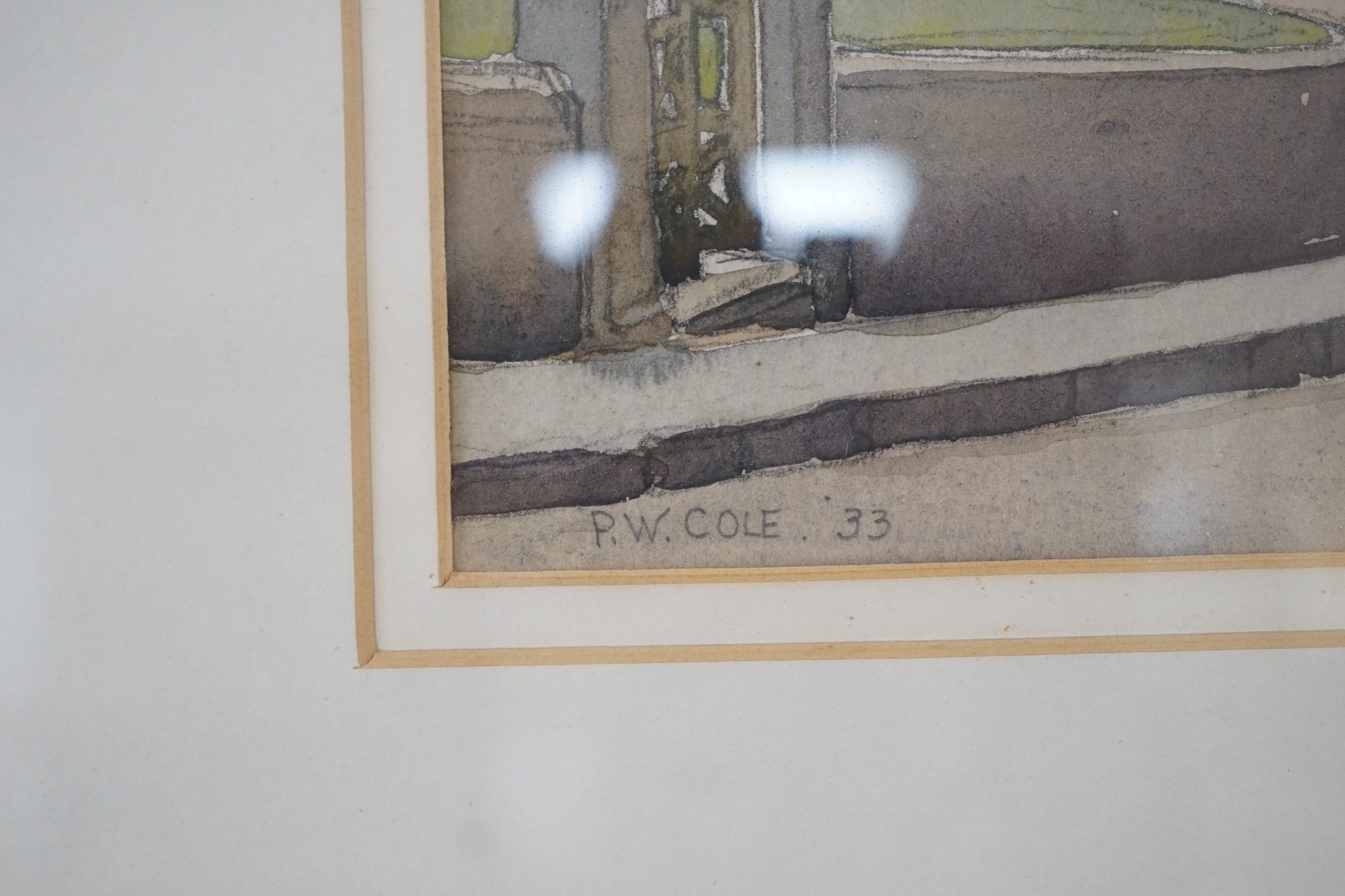 Philip William Cole RBA (1884-1964), watercolour, Corfe Castle, signed and dated '33, 25 x 35cm